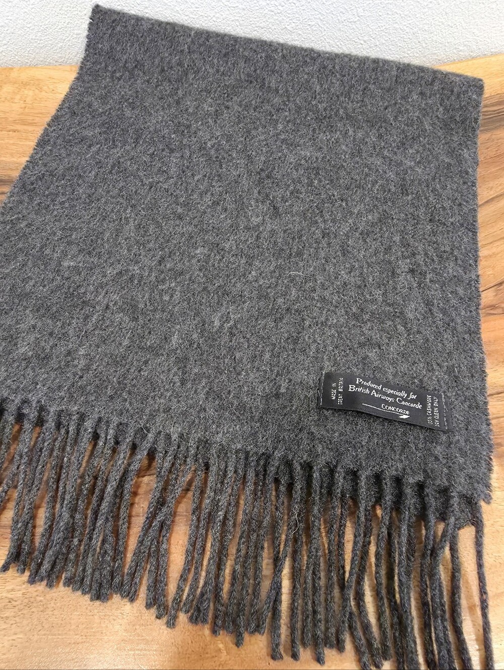 British Airways Vintage Gray Cashmere Scarf